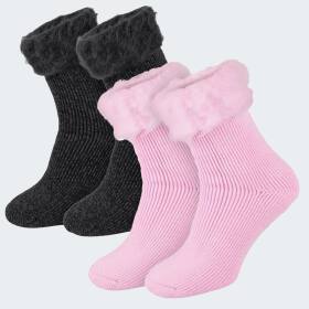 Womens Thermal Socks fleecy - anthracite/rose - OneSize...