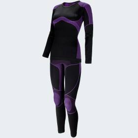Womens Functional Underwear Set viper - black/purple - S/M
