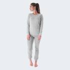 Womens Long Johns Thermal Underwear Set cozy - grey M 1er Set