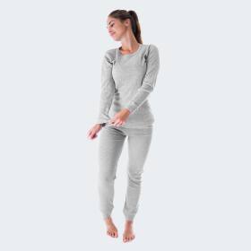 Womens Long Johns Thermal Underwear Set cozy - grey XL 1er Set