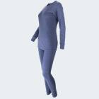 Womens Long Johns Thermal Underwear Set ringel - blue