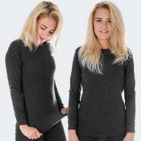 Womens Thermal Shirt ringel - anthracite - 48/50 - Set of 2