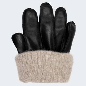 Mens Leather Gloves cashmere - black