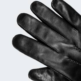 Mens Leather Gloves cashmere - black - 7/S