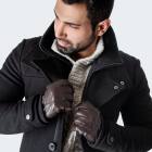 Mens Leather Gloves cashmere - brown
