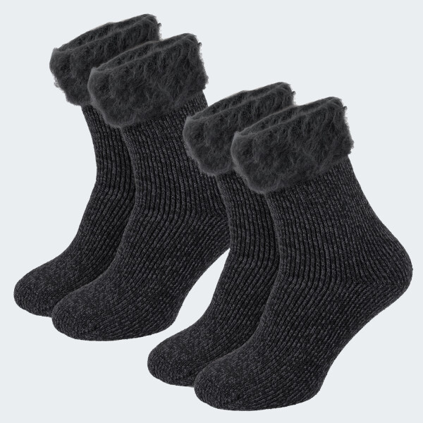 Mens Thermal Socks fleecy - anthracite - OneSize 41/46 - Set of 2