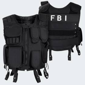 Einsatzweste mit Klettpatch FBI - Schwarz