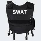 Agenten Kostüm - Einsatzweste und Baseball Cap SWAT - Schwarz