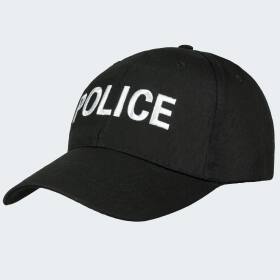 Agenten Kostüm - Einsatzweste und Baseball Cap POLICE - Schwarz
