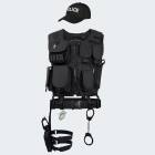 Kostüm - Einsatzweste, Pistolenholster, Handschellen und Baseball Cap POLICE - Schwarz