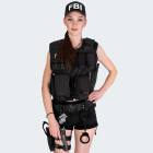Ladies Costume - Vest with Patch, Holster and Cap FBI - black