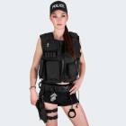 Ladies Costume - Vest with Patch, Holster and Cap POLICE - black