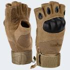 Paintball Halbfinger Handschuhe mit Knöchelschutz und Belüftungssystem - Coyote
