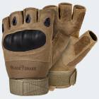 Paintball Halbfinger Handschuhe mit Knöchelschutz und Belüftungssystem - Coyote - M
