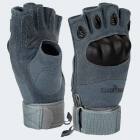 Paintball Halbfinger Handschuhe mit Knöchelschutz und Belüftungssystem - Grau