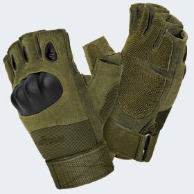 Paintball Halbfinger Handschuhe mit Knöchelschutz und Belüftungssystem - Oliv