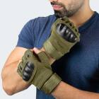 Paintball Halbfinger Handschuhe mit Kn&ouml;chelschutz und Bel&uuml;ftungssystem - Oliv