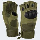 Paintball Halbfinger Handschuhe mit Knöchelschutz und Belüftungssystem - Oliv - S