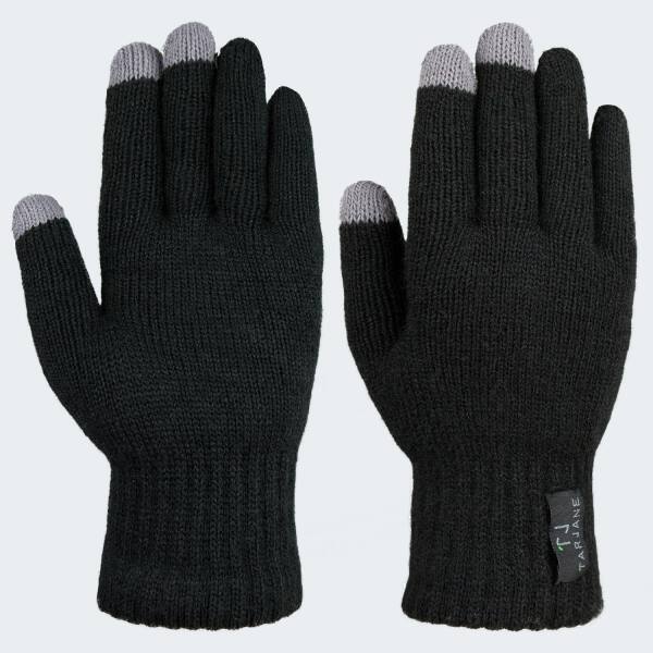 Mens Knit Gloves touch - black