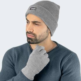 Thinsulate® Knitted Beanie and Gloves Set - grey - XXL