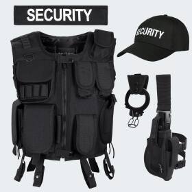 Costume - Tactical Vest, Cap, Leg Holster, Cuffs incl. Holder SECURITY - black