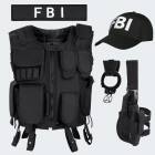 Kostüm - Einsatzweste, Cap, Beinholster, Handschellen inkl. Halter FBI - Schwarz