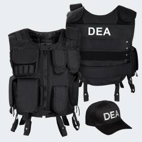 Agenten Kostüm - Einsatzweste und Baseball Cap DEA -...