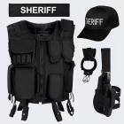 Kostüm - Einsatzweste, Cap, Beinholster, Handschellen inkl. Halter SHERIFF - Schwarz