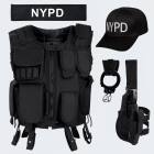 Kostüm - Einsatzweste, Cap, Beinholster, Handschellen inkl. Halter NYPD - Schwarz