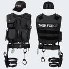 Costume - Vest with Patch, Holster, Handcuffs and Baseball Cap POLICE - black