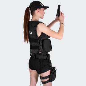 Ladies Costume - Vest with Patch, Holster and Cap SWAT - black