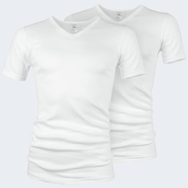 Mens Business V-Neck Shirt classic 2 pcs - White
