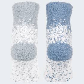 Ladies Cozy Socks 2 Pairs - Grey/Blue OneSize
