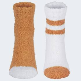 Ladies Cozy Socke 2 Pair - Orange/White