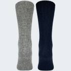 Wollsocken aus Alpaka und Schafwolle - 2 Paar - Dunkelblau/Grau