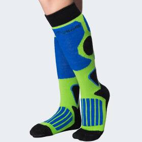 Kids Functional Ski Socks high protection - Green/Blue