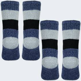 Kids Thermal Socks fleecy 2 Pairs - Blue/Grey